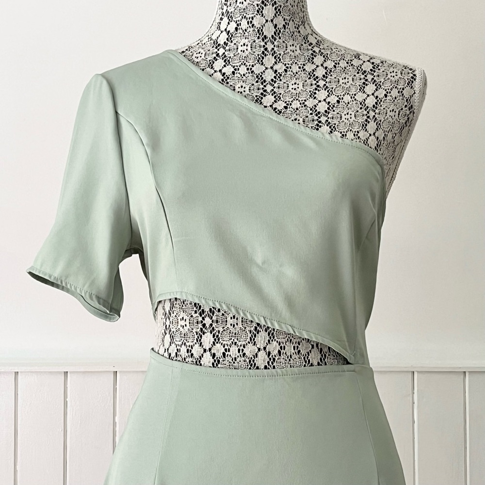 Zara Asymmetric One Sleeve Cutout Tie Back Dress Size M - Picture 2 of 10